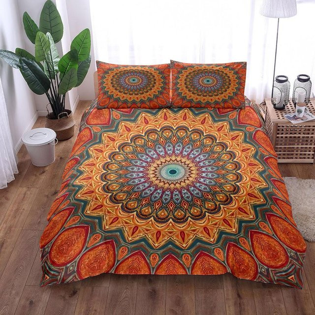 Lodestar Mandala Ethnic Bettwäsche-Set aus Mikrofaser, Mehrfarbig, B/H: 135 x 200 cm - Bild 1