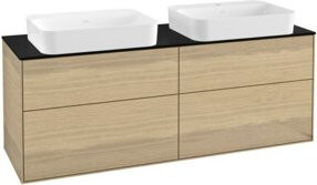 Villeroy & Boch Waschtischunterschrank Finion Wandmontage mit integrierter Beleuchtung und Innenschubladen, Eichenfurnier Blau, B/T/H: 160 x 60,3 x 50,1 cm - Bild 1