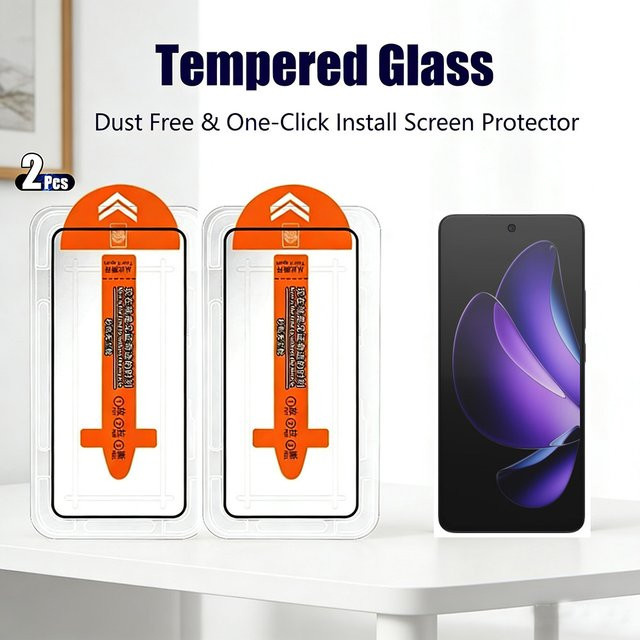 2 Stück Displayschutzfolie aus gehärtetem Glas für OPPO Reno13 F, Reno12 F, Reno11 F, transparent mit staubdichter Installation - Bild 1