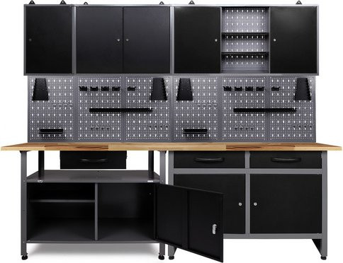 Ondis24 Werkstatt-Set Werner aus Metall in Anthrazit und Grau mit Pegboard und höhenverstellbar, B/T/H: 240 x 60 x 19 cm - Bild 1