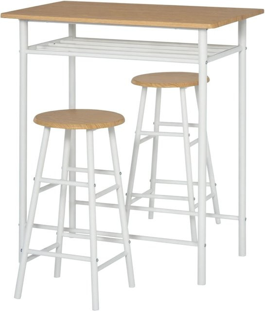 HOMCOM 3-teiliges Bar-Set im Industriestil aus MDF-Holz und Metall, Weiß und Bunt, B/T/H: 80 x 50 x 90 cm - Bild 1