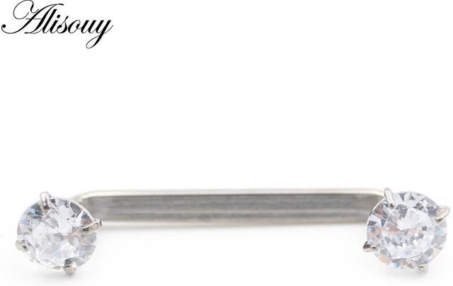 Alisouy Jewelry Piercing Barbell, Titan, Zirkonia, Silber, Damen - Bild 1