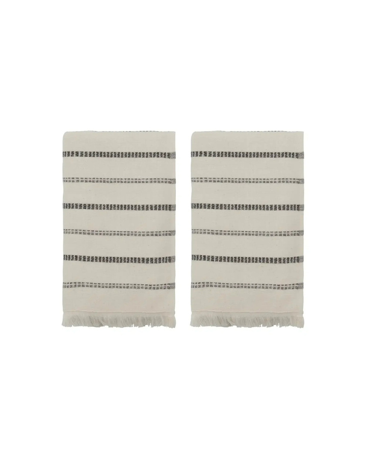 Meraki Handtuch True gestreift in Gebrochen Weiß und Schwarz, 2 Stück, B: 100 cm, H: 50 cm - Bild 1