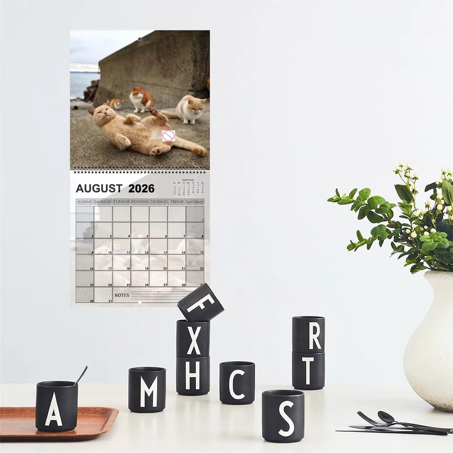 2026 Wandkalender mit niedlichen Katzenmotiven für Katzenliebhaber, 12 Monate, Mehrfarbig - Bild 3