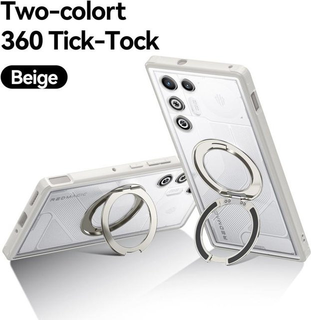 Stoßfeste magnetische Hülle für ZTE Nubia Red Magic 11 Air, 11 Pro und 11 Pro Plus mit mattem PC-Material und drehbarem Metallring Halter in Schwarz, Grau oder Beige - Bild 1