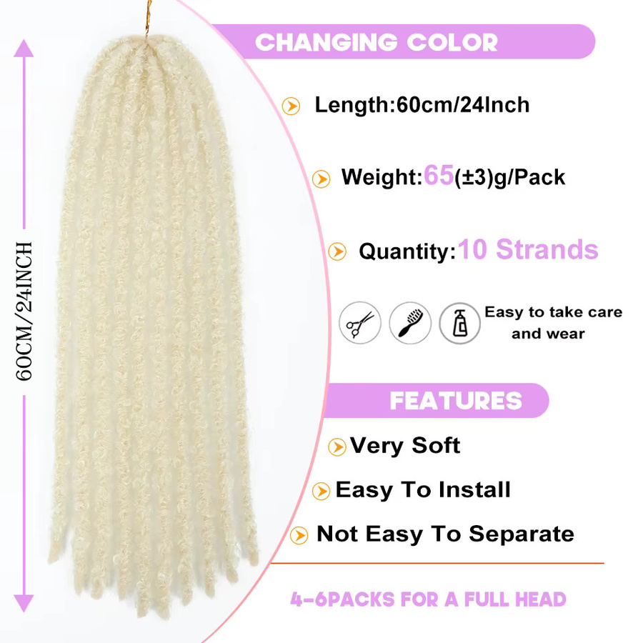 SEENICE Faux Locs Haarverlängerungen, 24 Zoll, Lockiges Haar, Damen - Bild 3