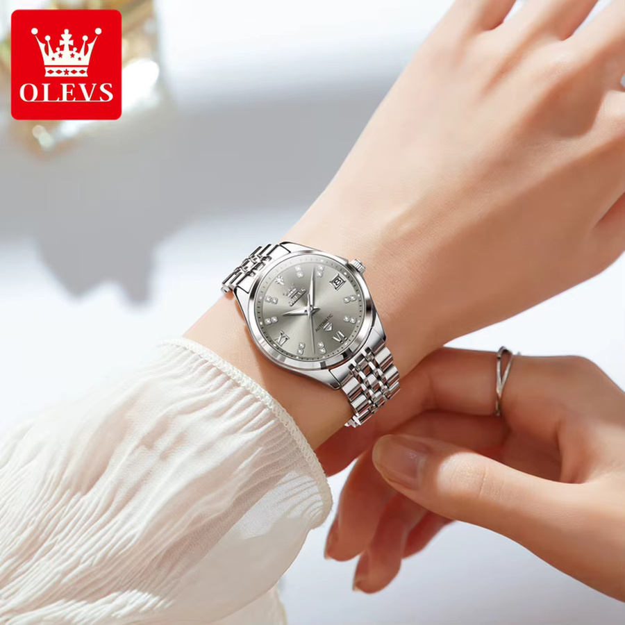 OLEVS Armbanduhr Automatik, Edelstahl, Silber, Damen - Bild 3