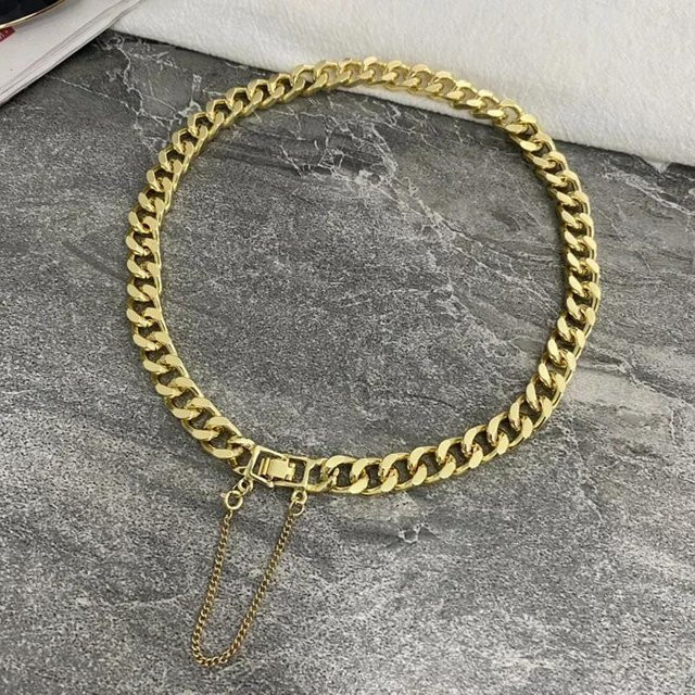 Halskette Kubanische Kette, Choker, Gold Silber Beschichtet, Unisex - Bild 1