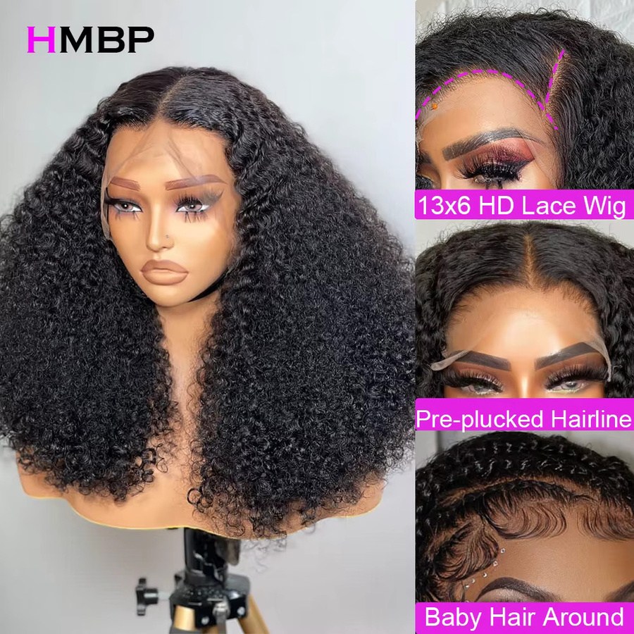 HMBP HD-Spitzenfrontperücke, Echthaar, verworrene Locken, mit Babyhaar - Bild 2