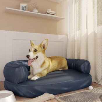 vidaXL Hundebett Ergonomisch aus Kunstleder in Blau mit rutschfester Unterseite B: 88 cm, T: 65 cm, H: 21 cm - Bild 2