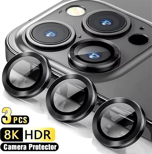 3er-Set Metall-Kameraobjektivschutz aus gehärtetem Glas für Apple iPhone 16 Pro Max 15 14 13 12 11 Pro Max Plus Mini - Bild 1
