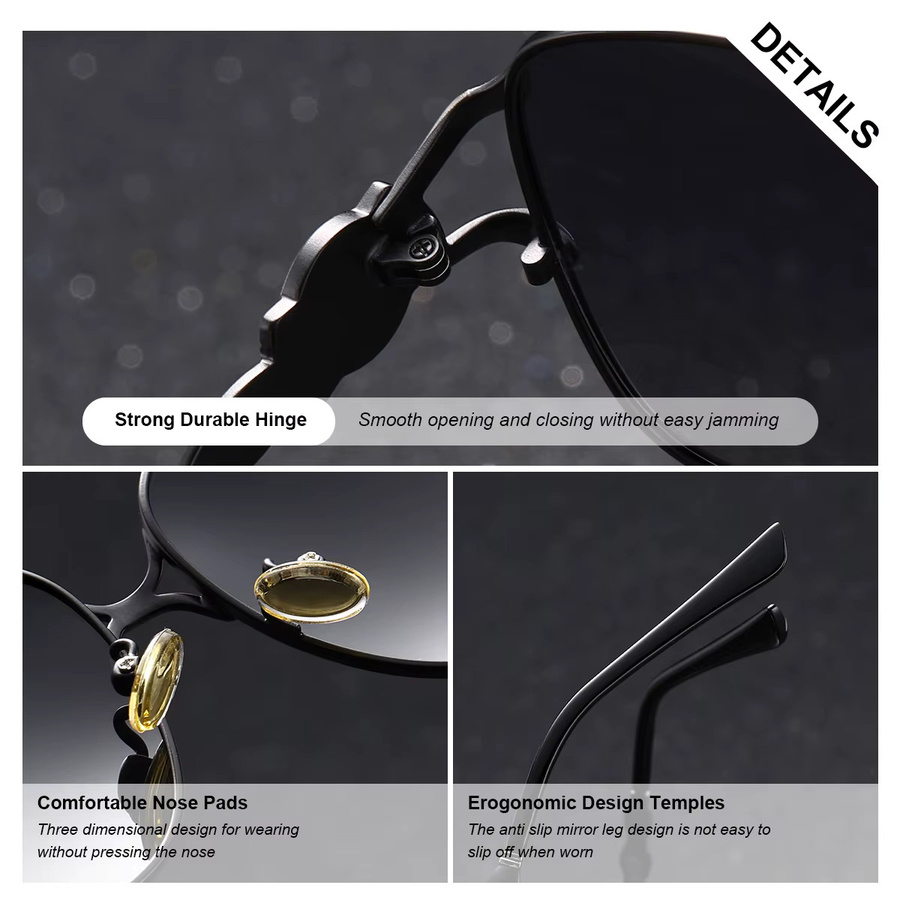 BARCUR Sonnenbrille Oversize Oval, Metall, Vollrand, Schwarz, Damen, polarisiert - Bild 2