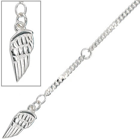 Colfem Fußkettchen Flügel, 925 Sterling Silber, rhodiniert, Damen