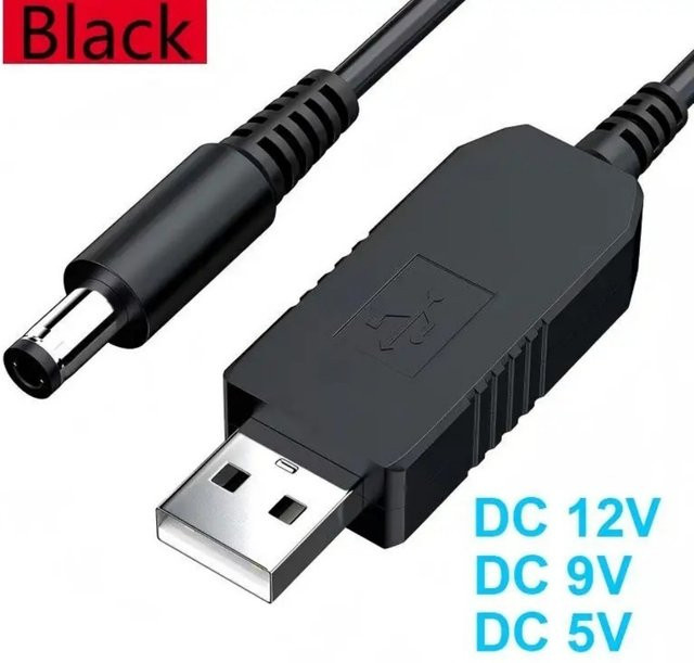 USB-Boost-Modul Konverter DC 5V auf 12V oder 9V mit 5,5x2,1mm Stecker in Schwarz für Router, WLAN-Modem und Lüfter via Powerbank - Bild 1
