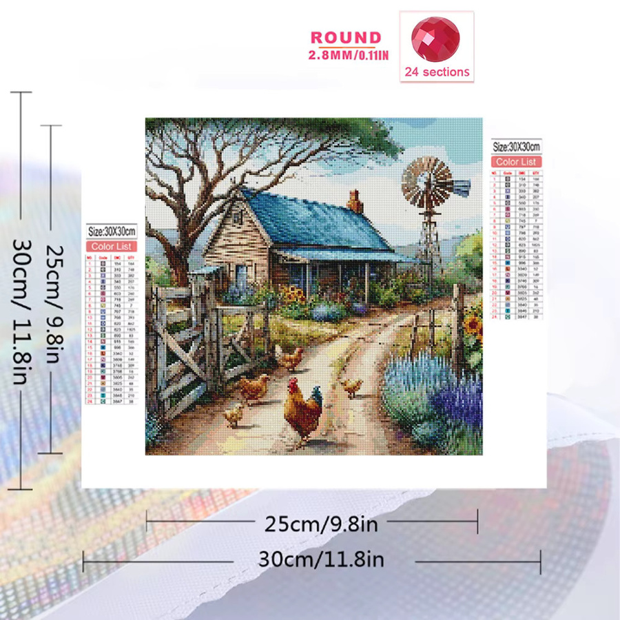 Momoart DIY Diamantmalerei Landschaft Dorf-Bild mit Acryl-Strass-Steinen, Multicolor, B/H: 20 x 20 cm - Bild 2