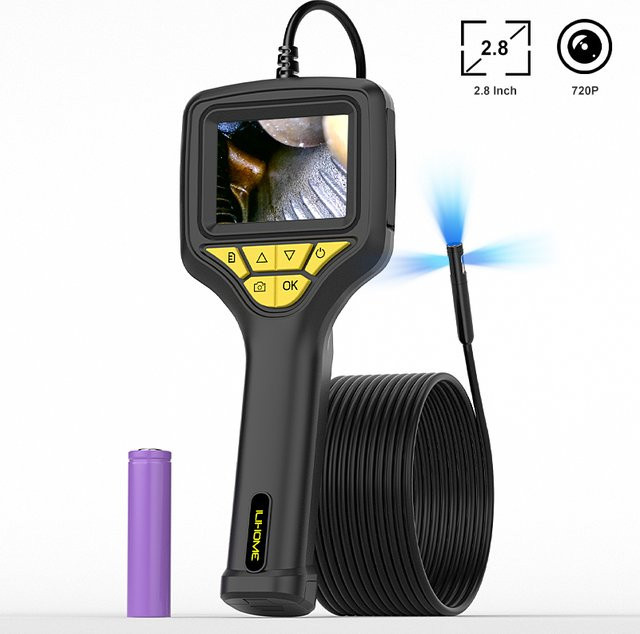 ZEMICAM Handheld Endoskop HD Inspektionskamera mit 2,8 Zoll IPS Display, wasserdichte Sonde mit 3,9 mm Einzelobjektiv sowie 5,5 mm und 8 mm Dual- bzw. Dreifachobjektiv, Farbe: Schwarz - Bild 1