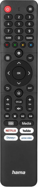 Hama Universal-Fernbedienung für Hisense TVs in Schwarz mit 4 App-Tasten - Bild 1