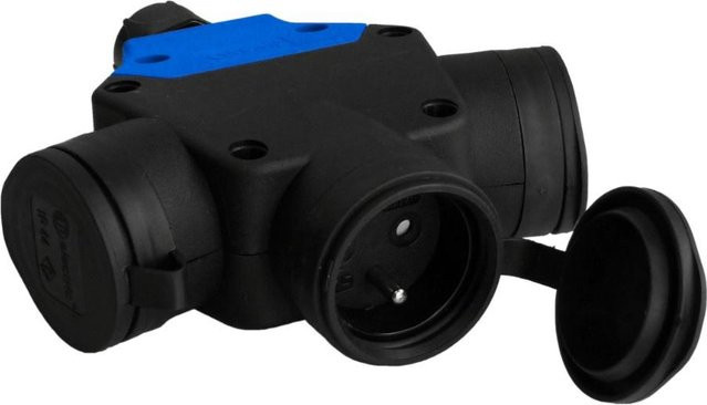 Tp electric Steckdosenverteiler Dreifachstecker 3-fach 3x16A 230V IP44 in Schwarz und Blau - Bild 1
