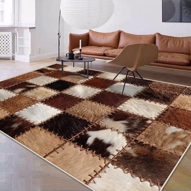 JGJG Imitation Schaffell Teppich in Mehrfarbig, Waschbar und Rutschfest, Modernes Design für Wohnzimmer und Schlafzimmer, B/T: 60 x 90 cm - Bild 1
