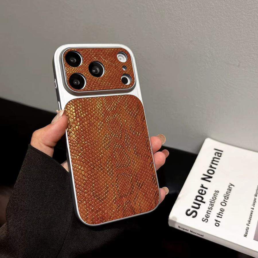 Luxuriöse Retro-Handyhülle mit Schlangenledermuster für Apple iPhone 16, 15, 14, 13 und Pro Max in Pink, stoßfeste weiche Schutzhülle - Bild 4