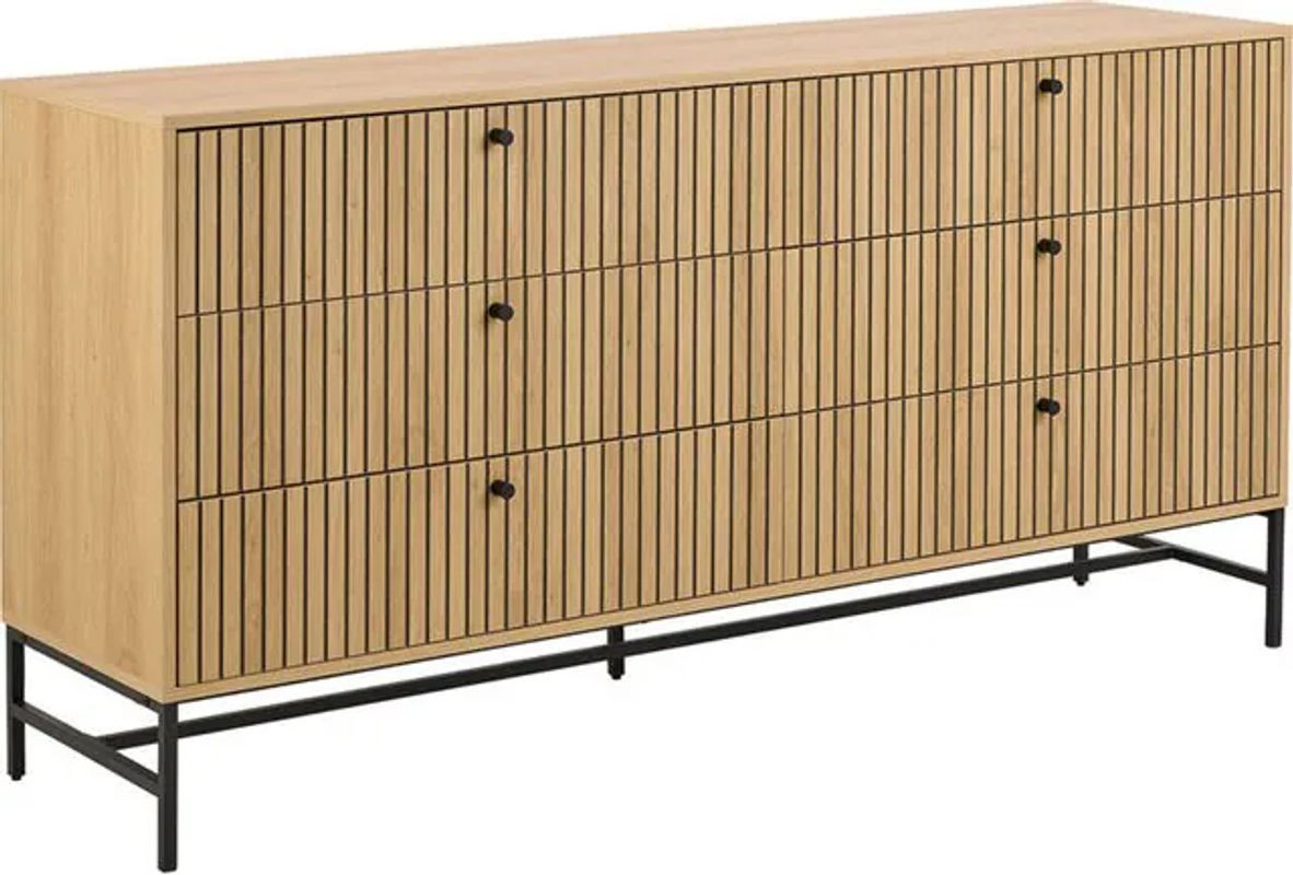 EBUY24 Albany Wäschekommode mit 6 Schubladen in Natur und Schwarz im skandinavischen Design aus Holz und Metall - Bild 1
