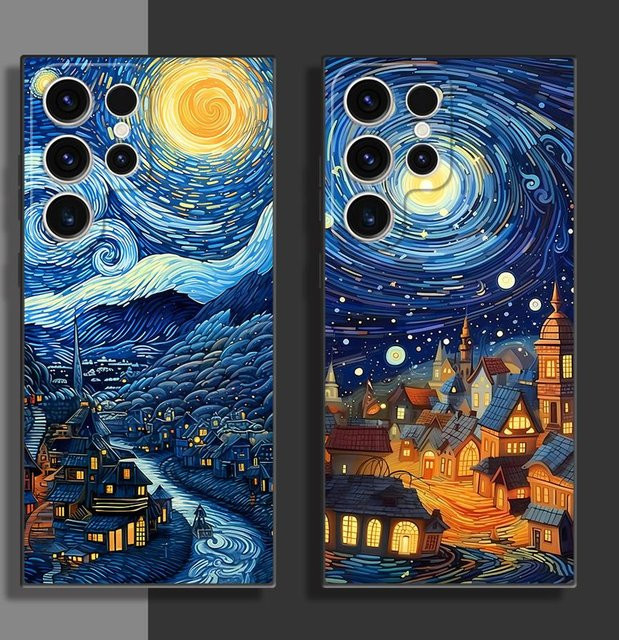 Van Gogh Sternenhimmel Handyhülle in Blau für Samsung Galaxy S22 Plus, S21 5G, S21 FE, S24, S25 Ultra, S20, S23 Ultra und S22 Ultra Cover - Bild 1