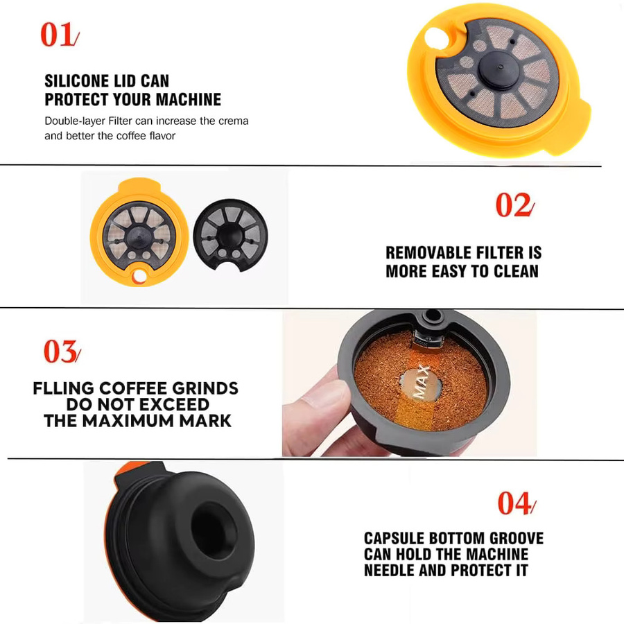 iCafilas wiederverwendbare Kaffeekapseln für Bosch Tassimo mit Silikondeckel, umweltfreundlich - Bild 2