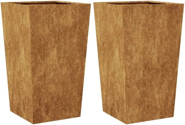 vidaXL Pflanzkübel Set aus wetterfestem Stahl in Braun, 2 Stück, B/T/H: 45 x 45 x 75 cm - Bild 1