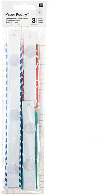 Rico Design Fächer Set aus Papier in Blau, Grün und Rot mit verschiedenen Mustern, 3 Stück - Bild 1