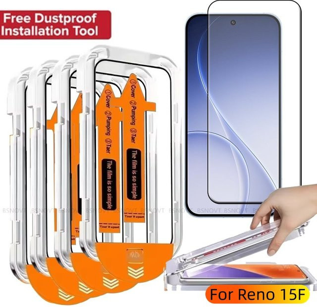 OPPO Reno 15F Displayschutzfolie aus gehärtetem Glas, transparent, 9H Härtegrad, vollflächig klebend - Bild 1