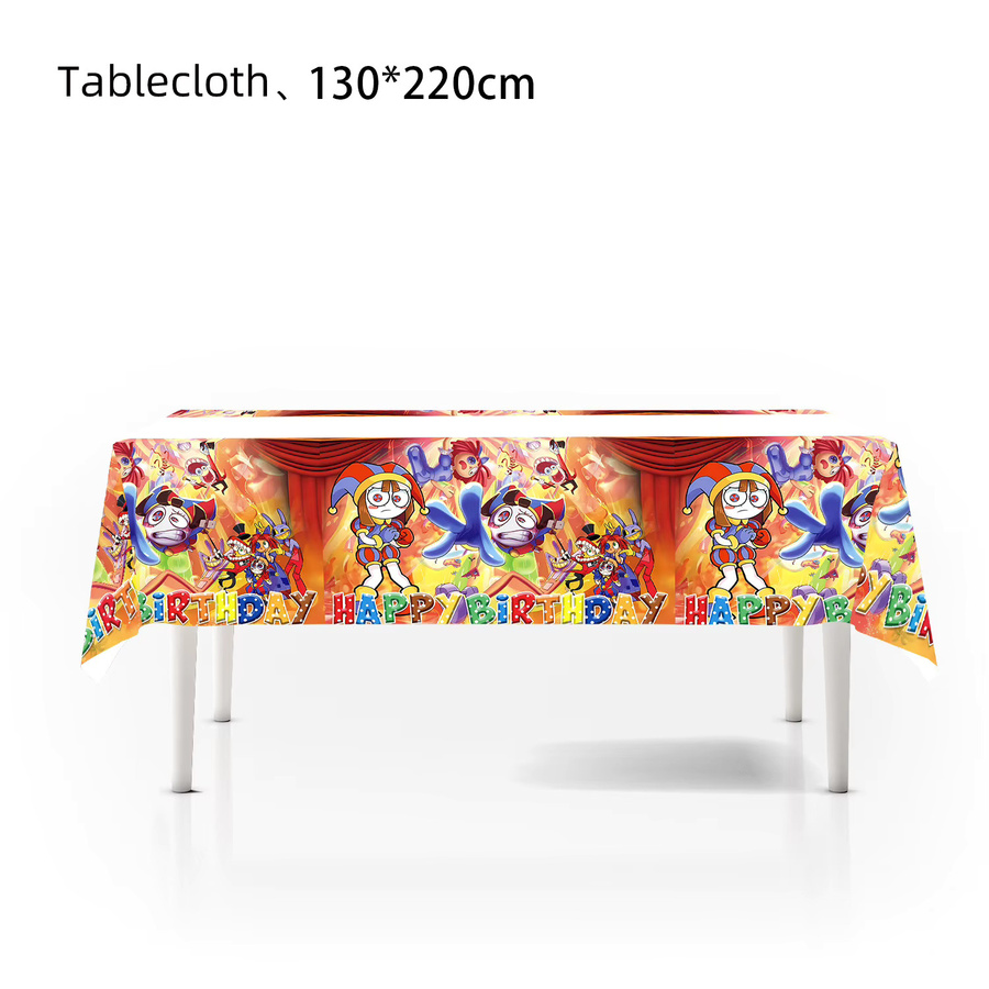 TAKARA TOMY Digitaler Zirkus Geburtstagsparty-Dekoration, Tischgeschirr, Tischdecke, Teller, Becher, Servietten, Geschenktüten, Zirkus-Party-Zubehör - Bild 1