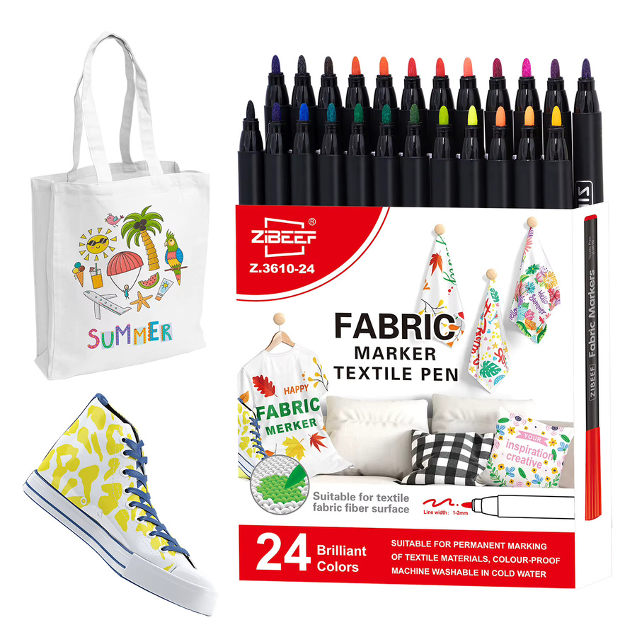 Haile Stoffmarker Set mit 12 Farben, Permanente Textilmarker mit feiner Spitze für Kinder zum Gestalten von T-Shirts und Schuhen, Mehrfarbig - Bild 4