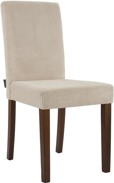 DELUKE Esszimmerstuhl DALAN in Cord Hellbraun mit Kautschukholz-Gestell, B/T/H: 41 x 47 x 91 cm - Bild 1
