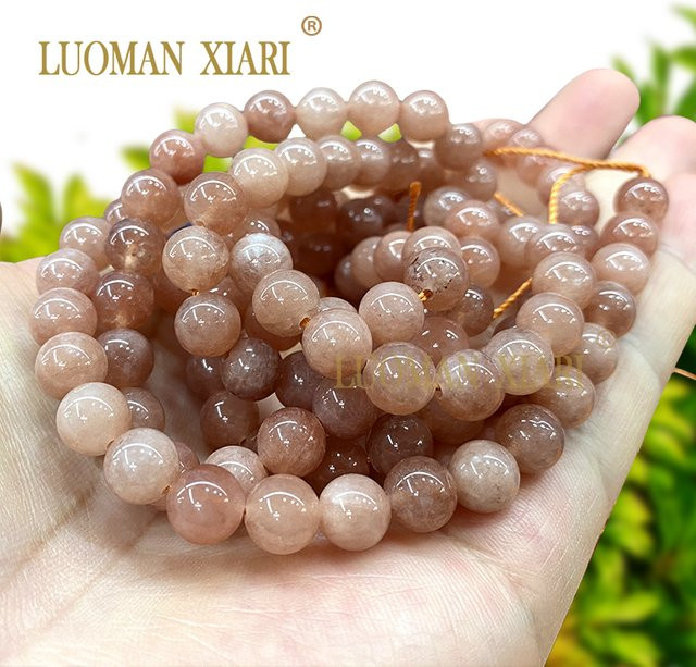 LUOMAN XIARI Spacer Perlen, Naturstein Sonnenstein, Chalcedon, Unisex - Bild 1