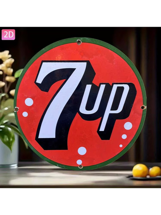 Potdemiel Retro Seven-Up Soda Vintage Aluminium Wandschild Rund Durchmesser: 20 cm - Bild 4