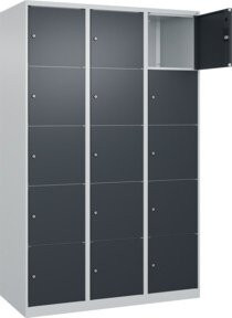 C+P Schließfachschrank Classic PLUS mit 3 Abteilen, Anthrazitgrau und Lichtgrau, B/T/H: 120 x 50 x 185 cm - Bild 1