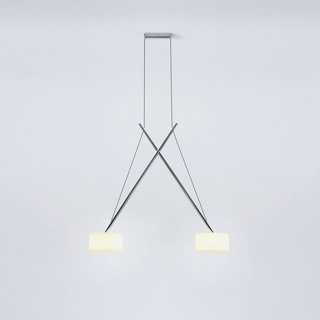 Serien Lighting Twin LED-Pendelleuchte aus Aluminium in glanzverchromt mit Opalglas und 2700K