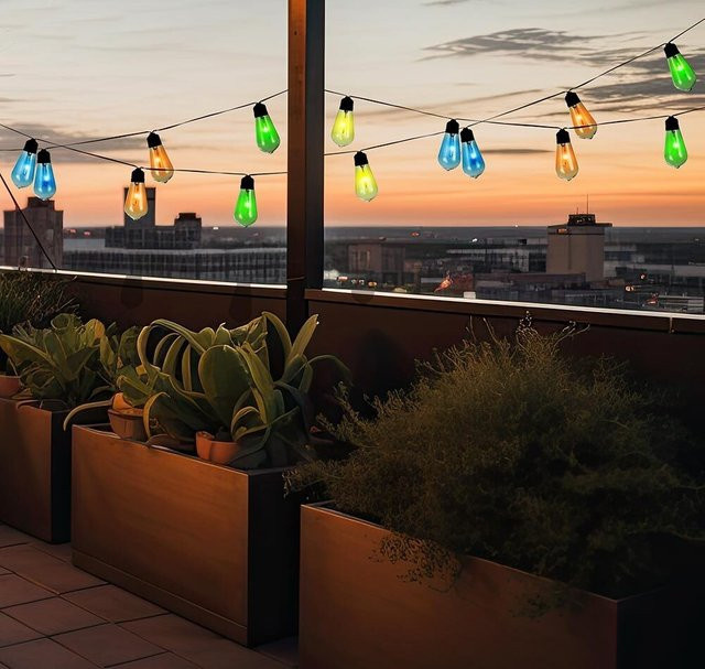 Bunte Solar Lichterkette mit LED Glühbirnen-Optik für Garten, Terrasse und Balkon in Multicolor - Bild 1