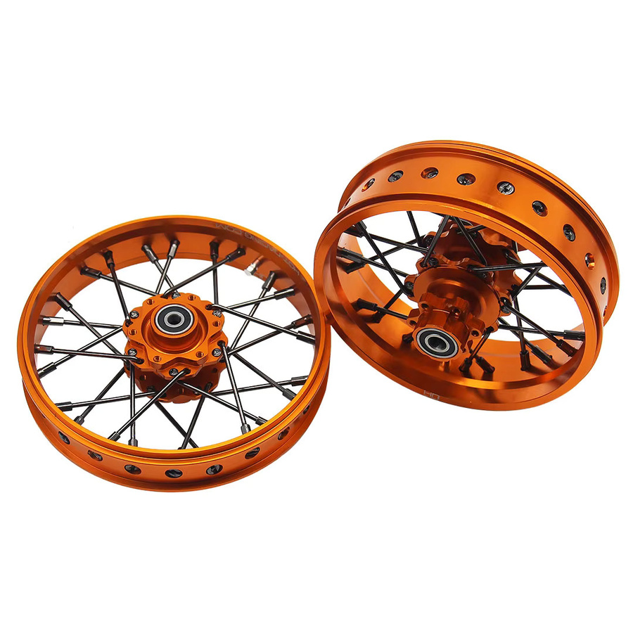 Hot Racing Aluminiumlegierungsräder für Losi 1:4 Promoto MX, Zubehör, Metall, Schwarz, Orange - Bild 2