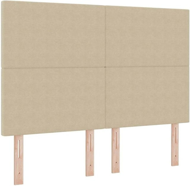 vidaXL Kopfteil gepolstert in Hellgrün-Grau mit Kunstleder und Stoff, Breite: 160 cm, Höhe: 128 cm - Bild 1