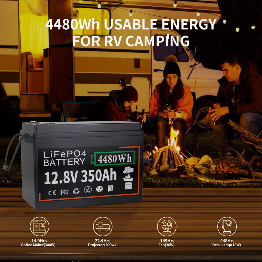 DUHE LiFePO4 Lithium-Eisenphosphat-Batterie mit integriertem BMS in Schwarz für Outdoor-Camping, Golfwagen und Solarspeicher - Bild 5