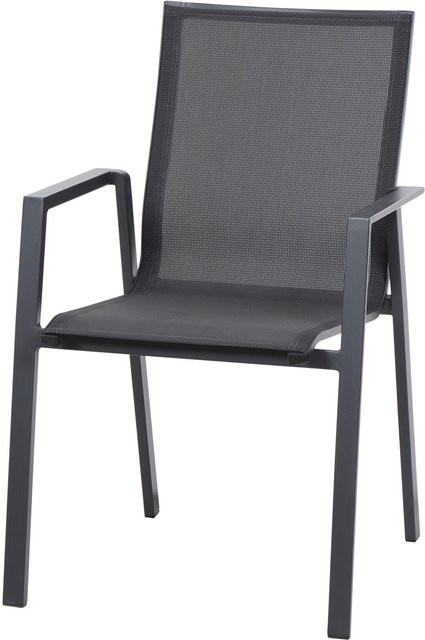 Siena Garden Stapelsessel Reno aus Aluminium mit Ranotex-Gewebe, Anthrazit, B/T/H: 65 x 56 x 88 cm - Bild 1