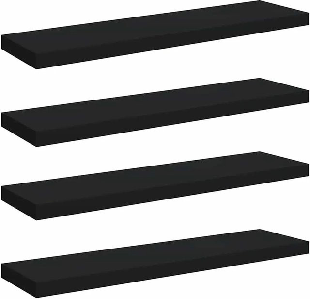 vidaXL Schweberegale 4er Set Schwarz Matt B/T/H: 90 x 23,5 x 3,8 cm - Bild 1