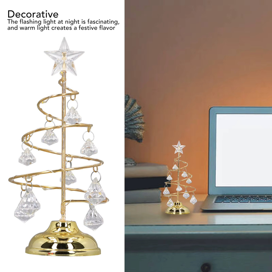 TOPINCN LED Weihnachtsbaum Lampe mit Kristall-Ornament in Silber aus Metall - Bild 4