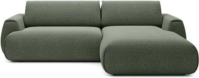Vente-unique Schlafsofa Monelia in Tannengrün, L-Form mit Schlaffunktion und Auszugsschublade, Stoffbezug Chenille, Breite: 270 cm - Bild 1