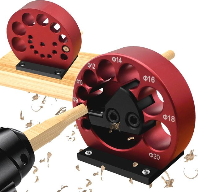 Wnew Verstellbares Dübel-Herstellungs-Set aus Stahl in Rot mit Hartmetallklingen für Elektrobohrer, Rundstab-Hersteller für Holzbearbeitung, 8-20mm und 25-40mm - Bild 1