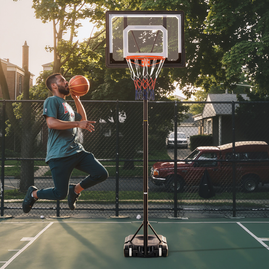HOMCOM Basketballkorb für draußen, Höhenverstellbarer Basketballständer mit Rädern, Schwarz - Bild 2