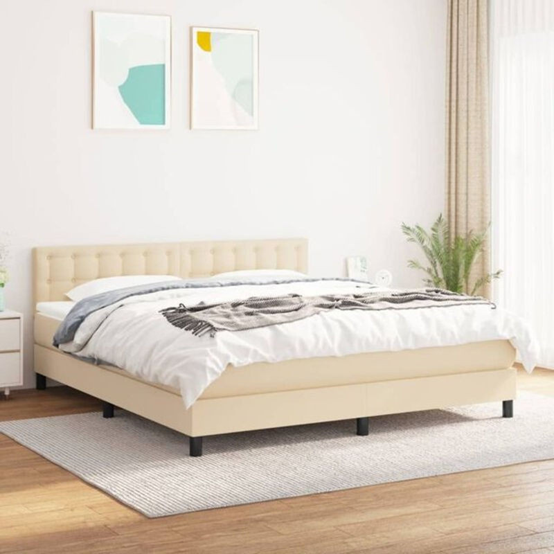 vidaxl Boxspringbett mit Matratze in Beige aus Stoff, B/T/H: 180 x 200 x 78 cm - Bild 1