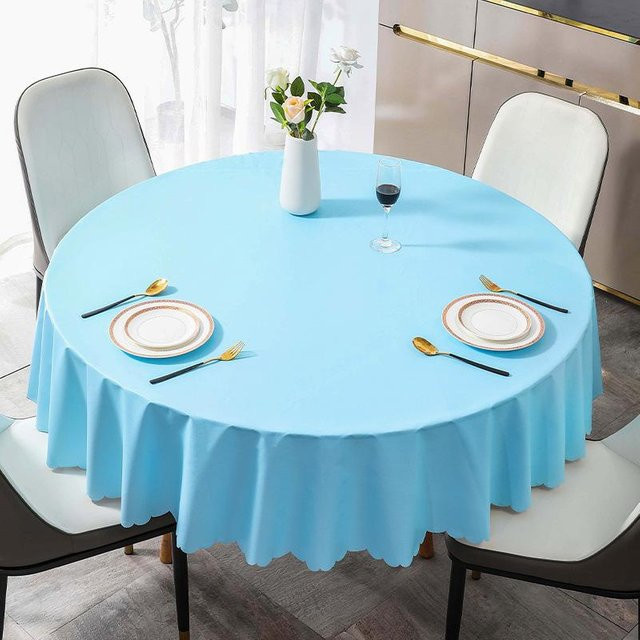 Runde PVC-Tischdecke von Charming Homem in Blau, wasserdicht und waschbar, Durchmesser: 220 cm - Bild 1