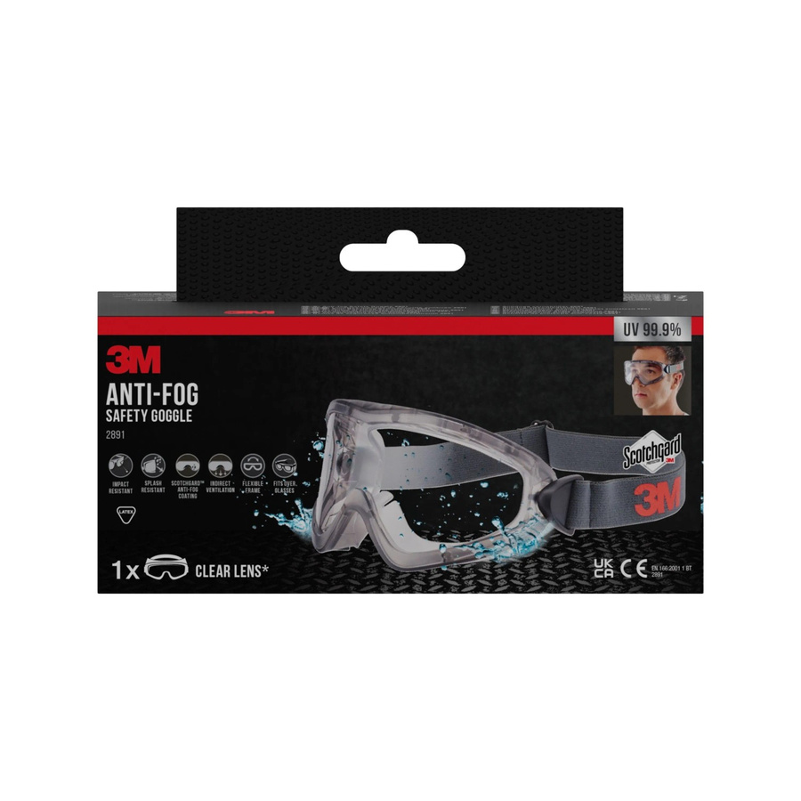 3M Schutzbrille mit Scotchgard Anti-fog Beschichtung und indirekter Belüftung in Transparent/Weiß - Bild 2